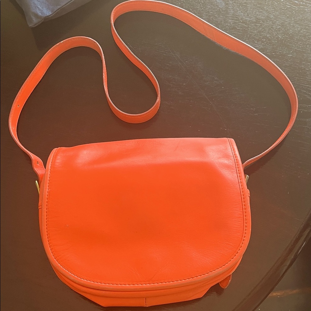 J Crew Orange Leather Crossbody Bag